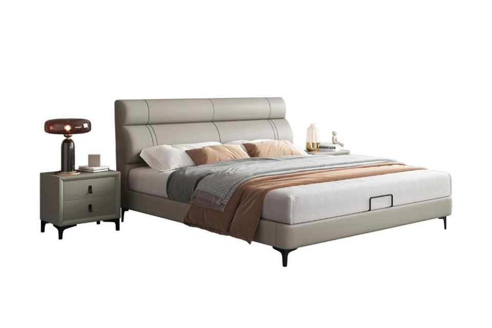 Giường ngủ bọc da đơn giản sang trọng S923