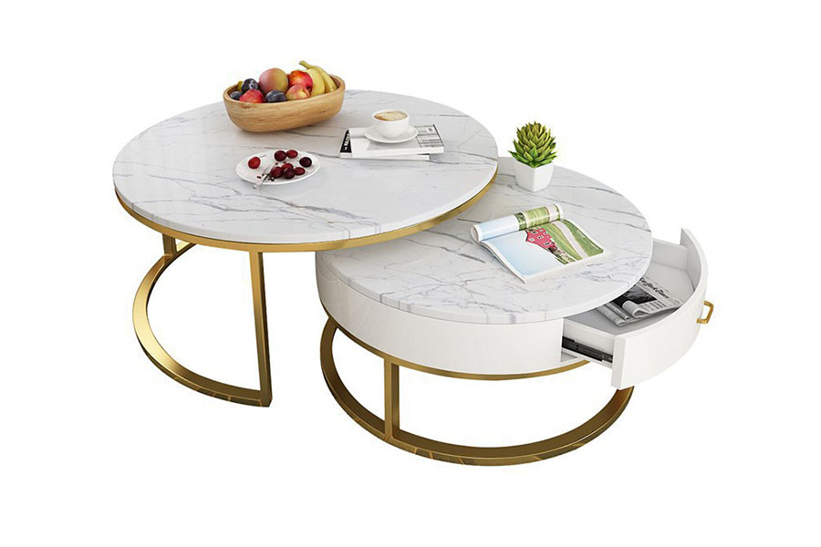 Bàn trà đôi mặt đá phong cách Bắc Âu T725