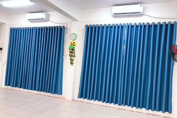 Rèm Vải Thô Một Màu-Xanh R860
