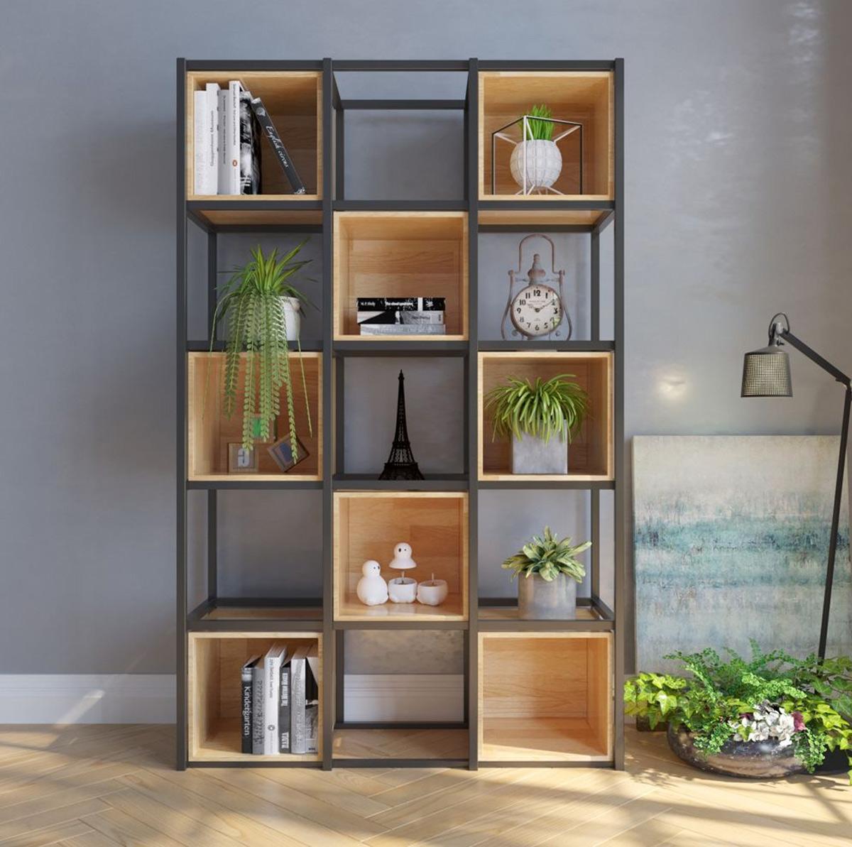 bố trí tiểu cảnh cho kệ sách