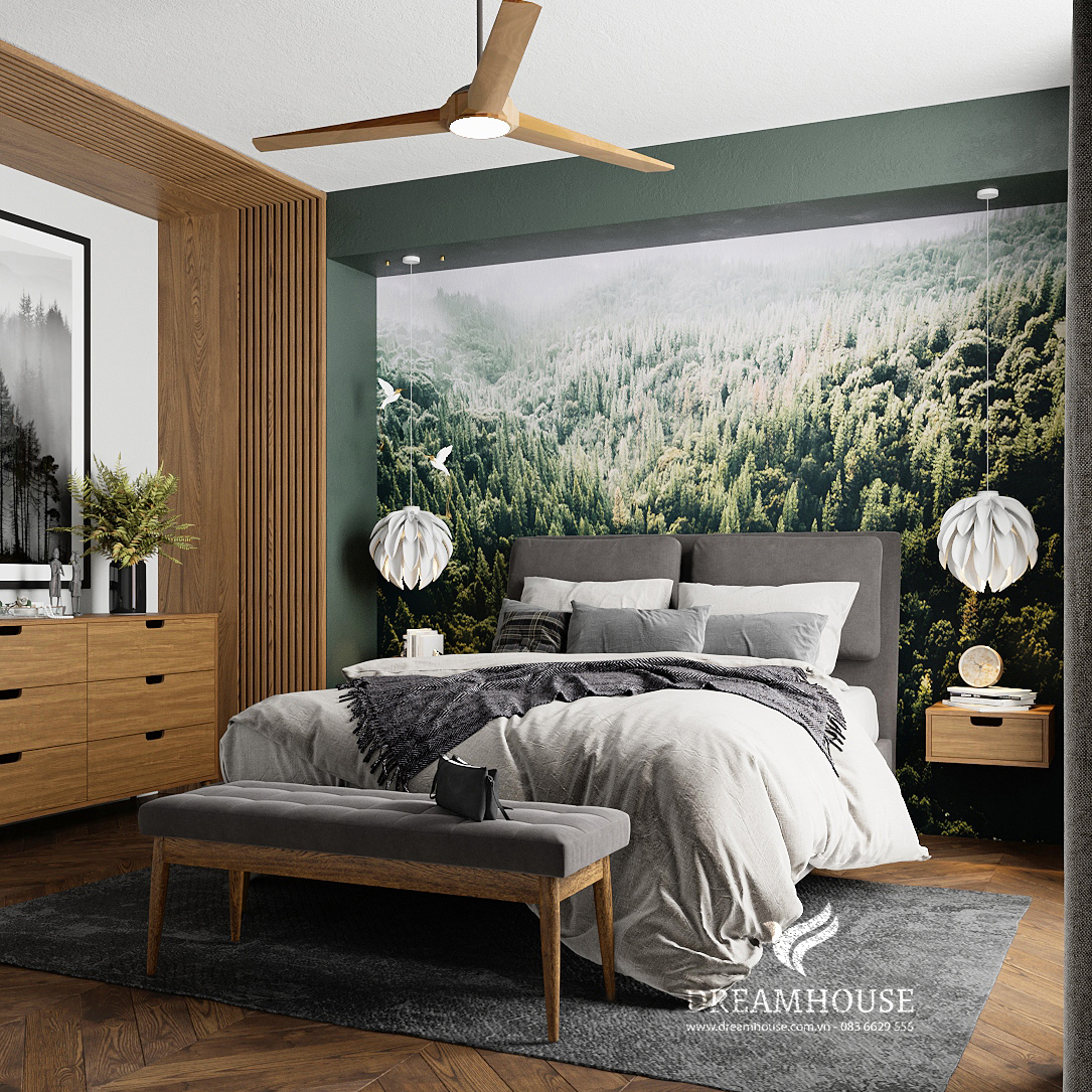 Giường hiện đại phong cách Bắc Âu đẹp bọc nỉ