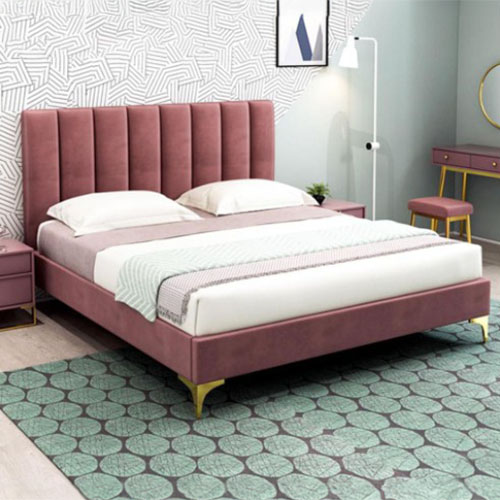 Giường ngủ hiện đại màu đỏ rượu sang trọng