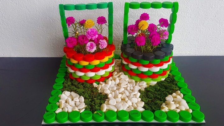 Hoa kim loại từ nắp chai Hoa kim loại từ nắp chai