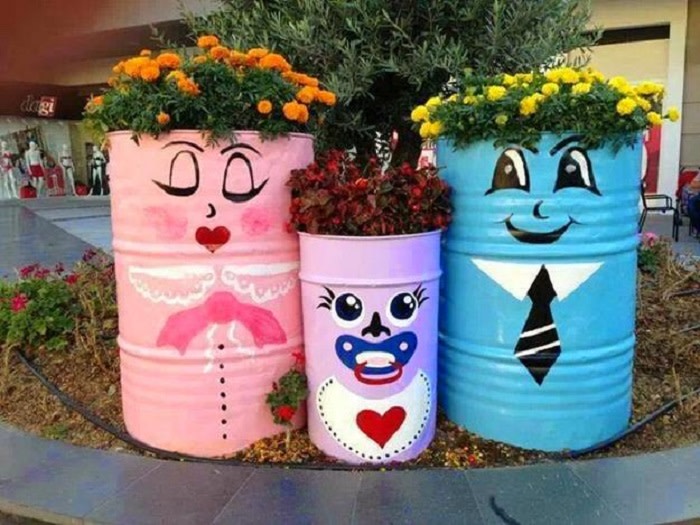 Chậu cây từ ống sắt cũ Chậu cây từ ống sắt cũ