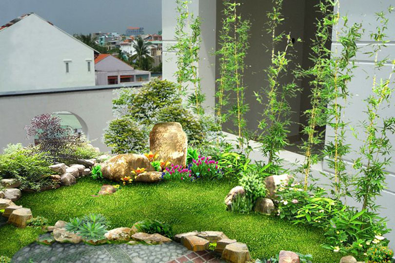 Tiểu cảnh sân vườn mini dưới 10m2 tuyệt đẹp cho không gian thêm tinh tế