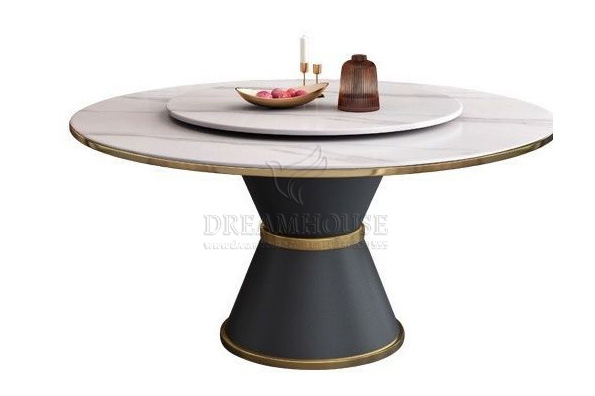 Bàn ăn 2 mặt đá viền mạ vàng T269