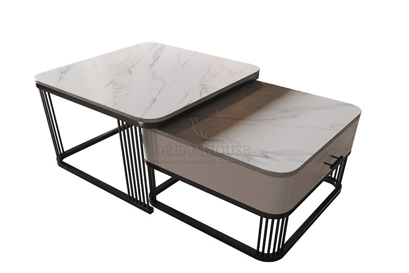 Bàn trà Khung Thép, Mặt Đá Ceramic Chống ố, Chống Xước T232