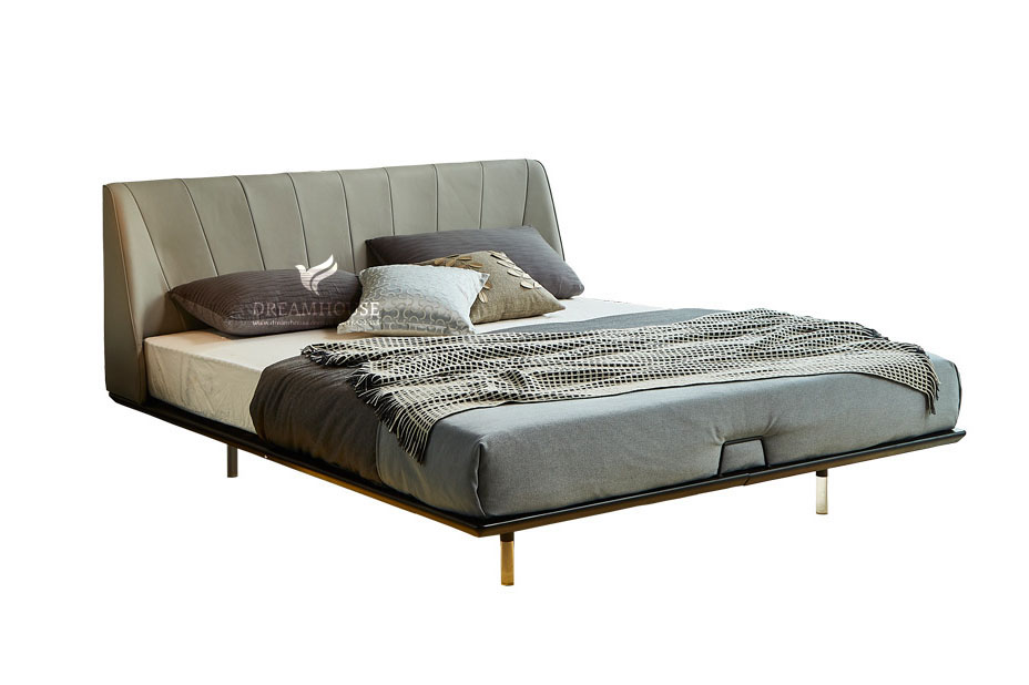 Giường bọc da khung chân thép B229
