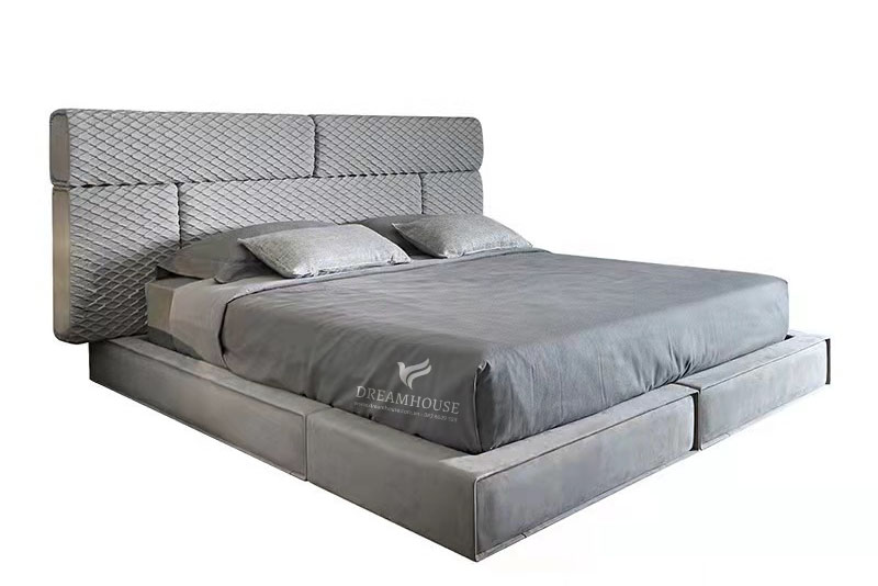 Giường ngủ bọc nỉ vân kẻ B628