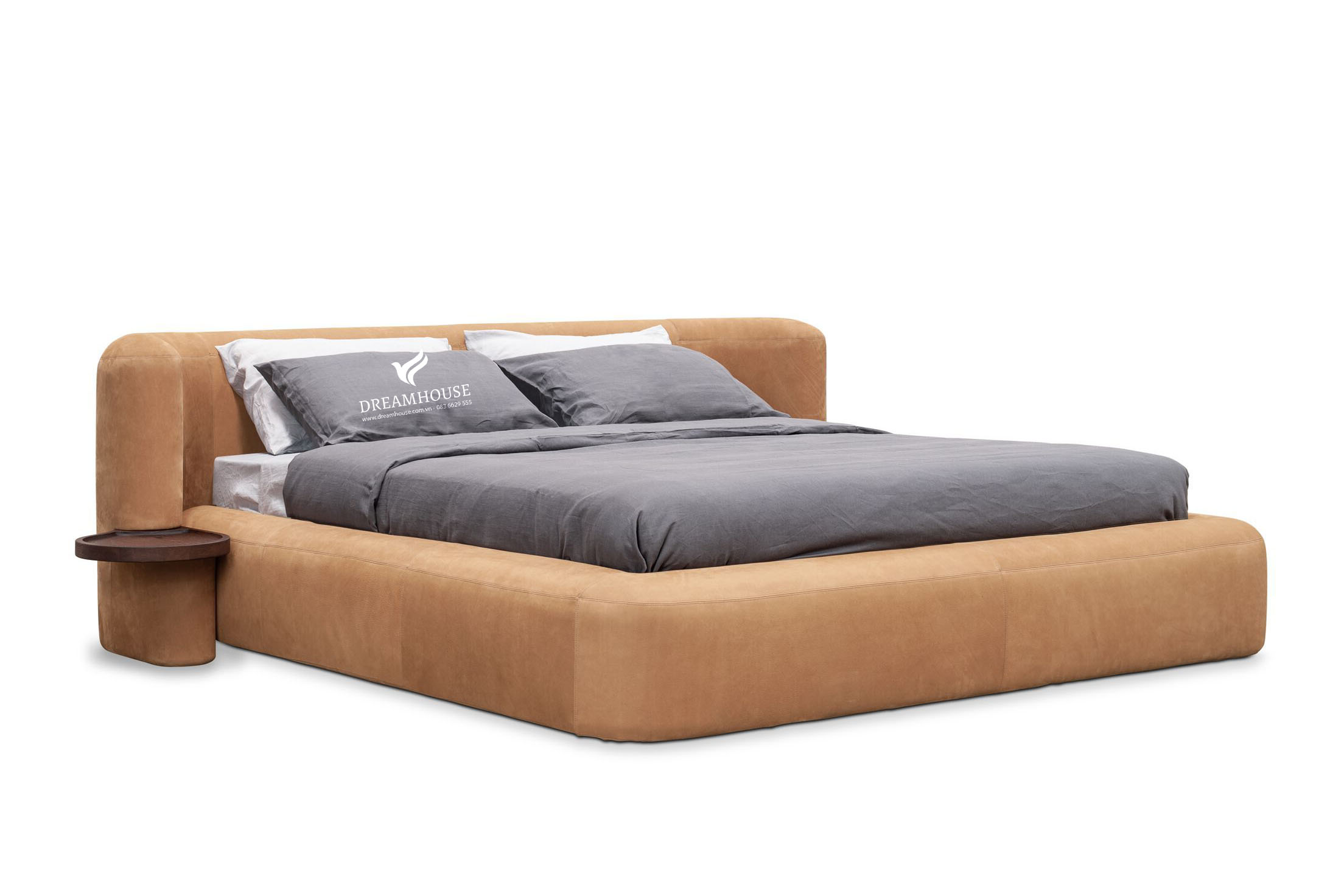 Giường Clara bọc da lộn cao cấp B344