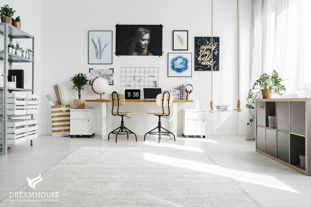 Thiết kế phòng làm việc tận dụng tối đa ánh sáng