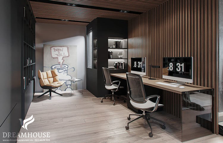 Thiết kế phòng làm việc tại nhà có diện tích rộng