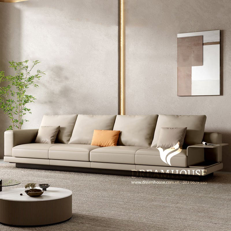 Sofa văng S756 kê trong phòng khách với thảm trải sàn màu xám