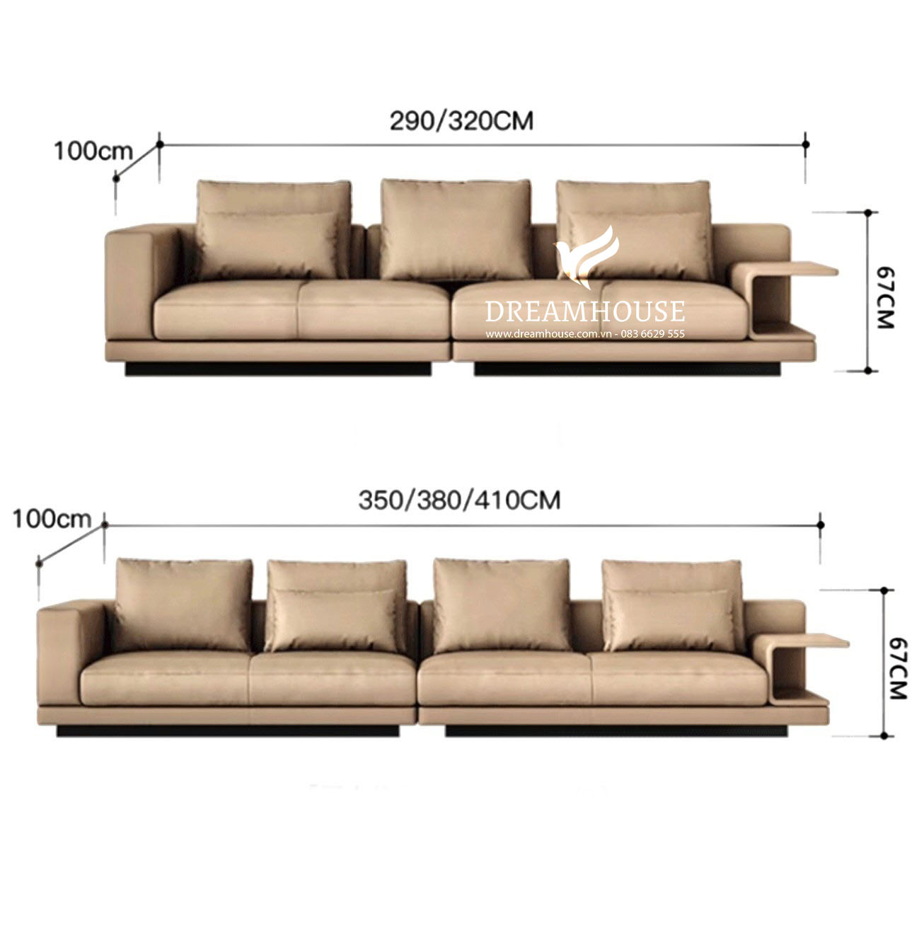 Bản vẽ kích thước các phiên bản sofa văng S756 3 chỗ và 4 chỗ