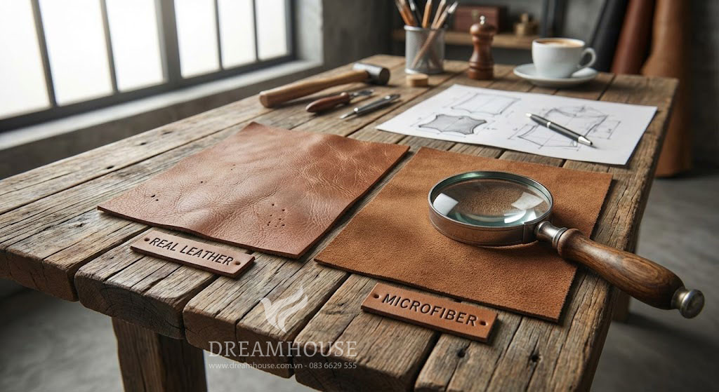 So sánh da thật và da Microfiber tại xưởng Dreamhouse